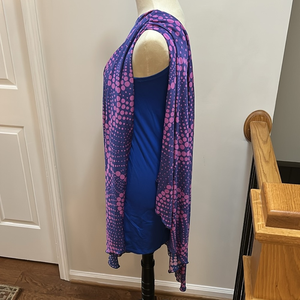 Purple and Pink One-Shoulder Dress funky abstract dot print size small - Picture 7 of 14